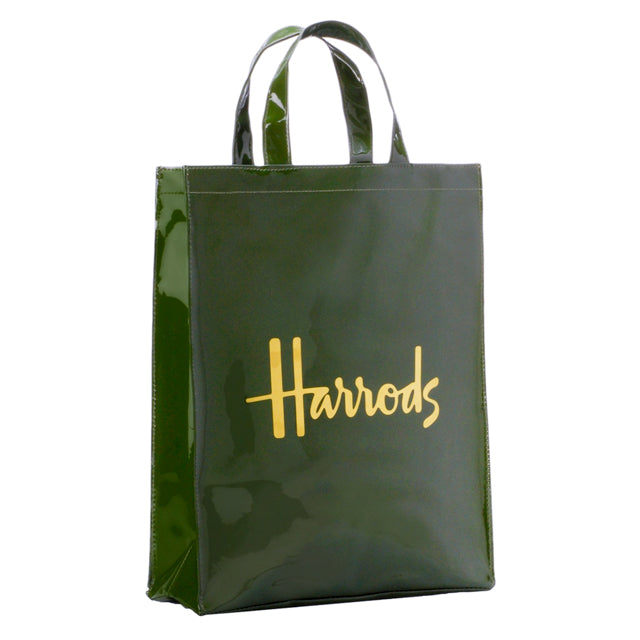 Harrods ハロッズ ゴールドロゴ x シグネチャー グリーン 圧倒的な存在感 定番 人気 クラシックデザイン 雨の日 ビニール Mサイ