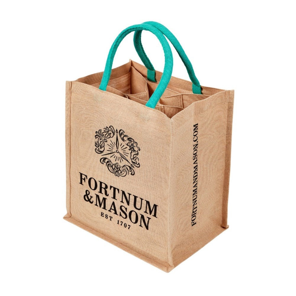 Fortnum & Mason フォートナム & メイソン プラスチックフリー ジュート & コットン ロゴ ワイン６本用仕切り付き 仕切り
