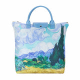 The National Gallery 英国 ナショナルギャラリー ゴッホ Wheatfield with Cypresses コンパクト 折りたたみ トートバッグ ハンドバッグ