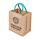 Fortnum & Mason フォートナム & メイソン プラスチックフリー ジュート & コットン ロゴ ワイン６本用仕切り付き 仕切り取り外し可 スモール エコバッグ ワインバッグ