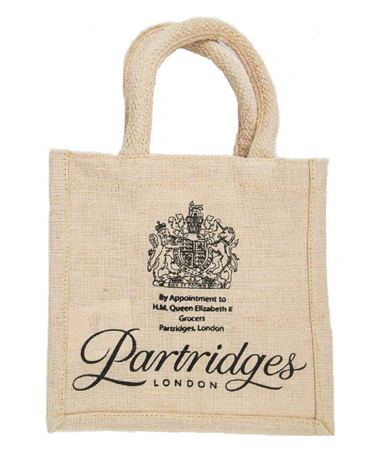 Partridges パートリッジ 英国王室紋章 Royal Warrant デザイン ジュート ミニサイズ トートバッグ エコバッグ
