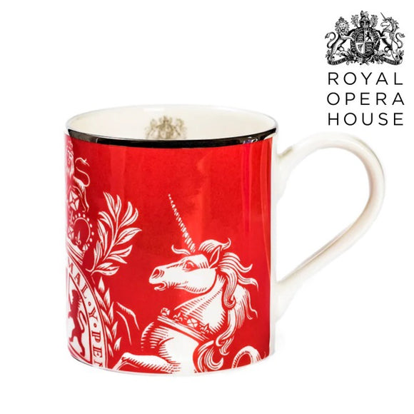 英国 ROYAL OPERA HOUSE ロイヤル・オペラ・ハウス 紋章入り 英国製 ファインボーンチャイナ マグカップ ロイヤルレッド